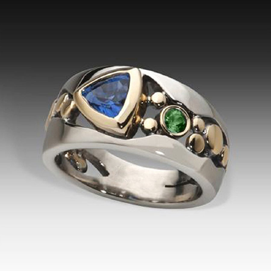 Anillo Vintage de Cristal Azul