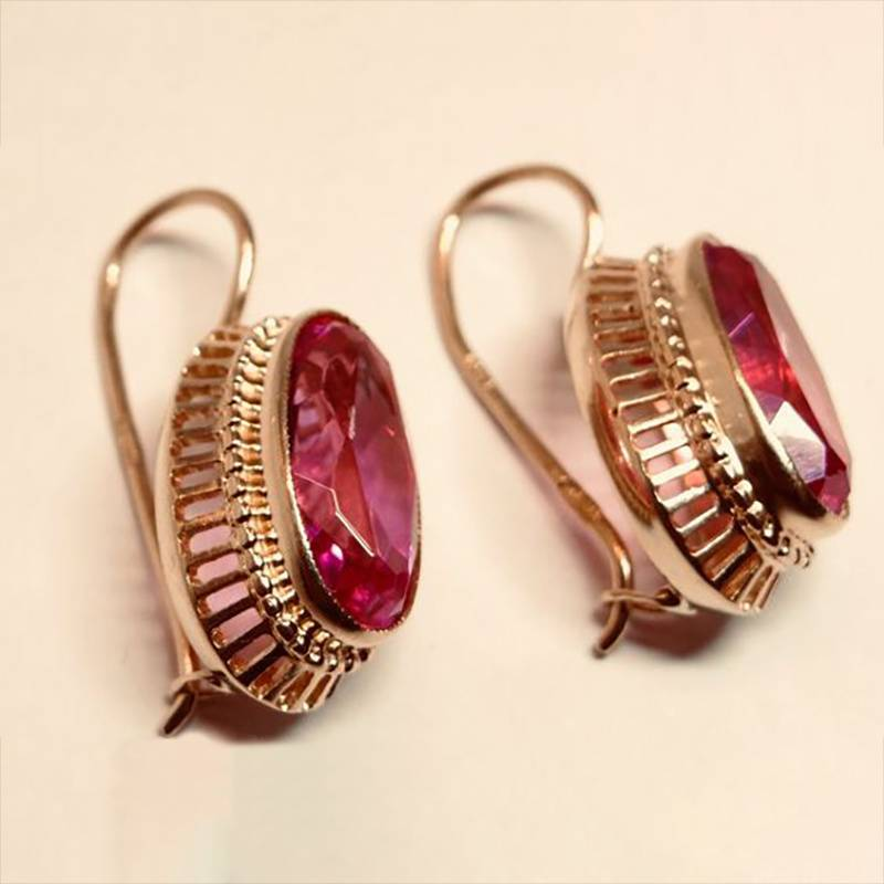 Pendientes Vintage de Cristal en Oro Rosa