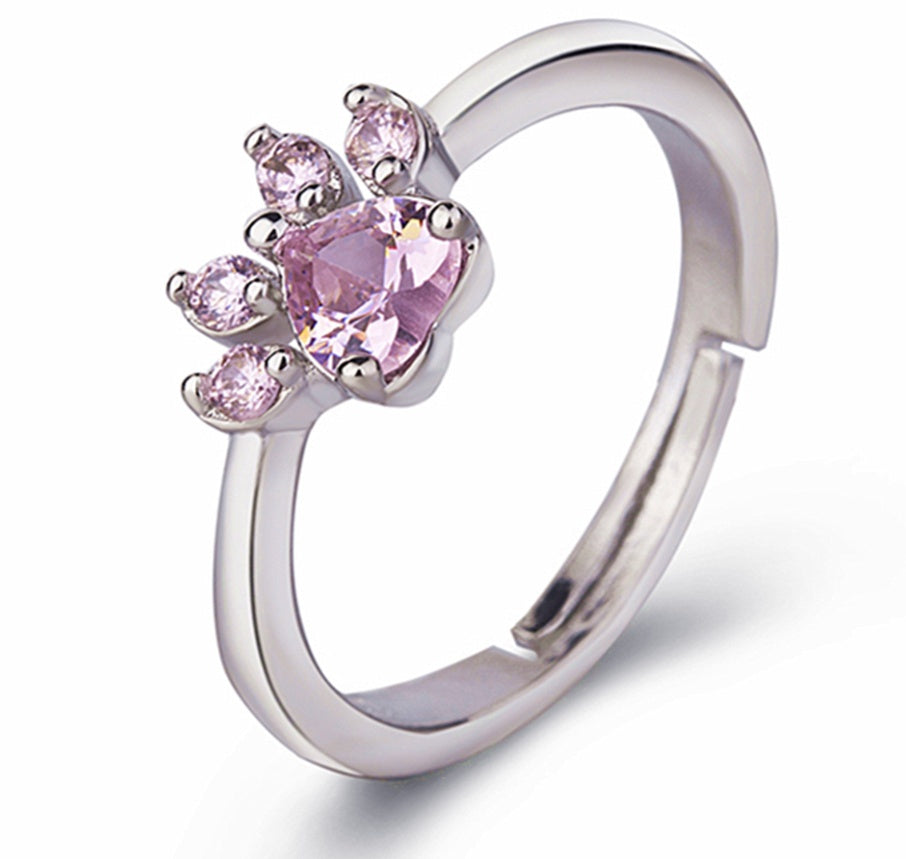 Set de Joyería para Mujeres Paw – 4 Piezas en Oro Rosa con Corazón de Circonita: Anillo, Collar, Pendientes y Pulsera