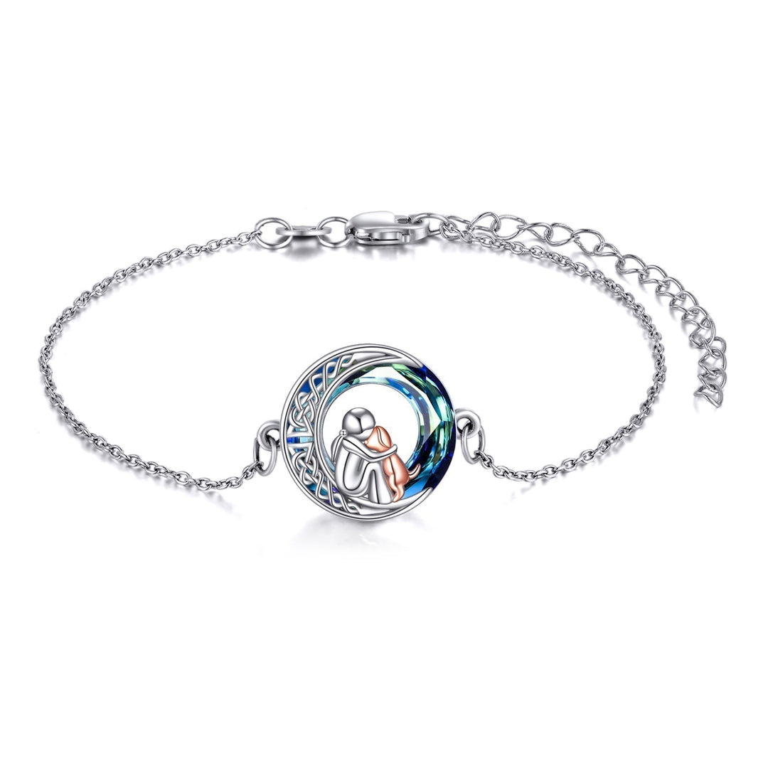 Pulsera ajustable de plata esterlina 925 con diseño de perro de la suerte