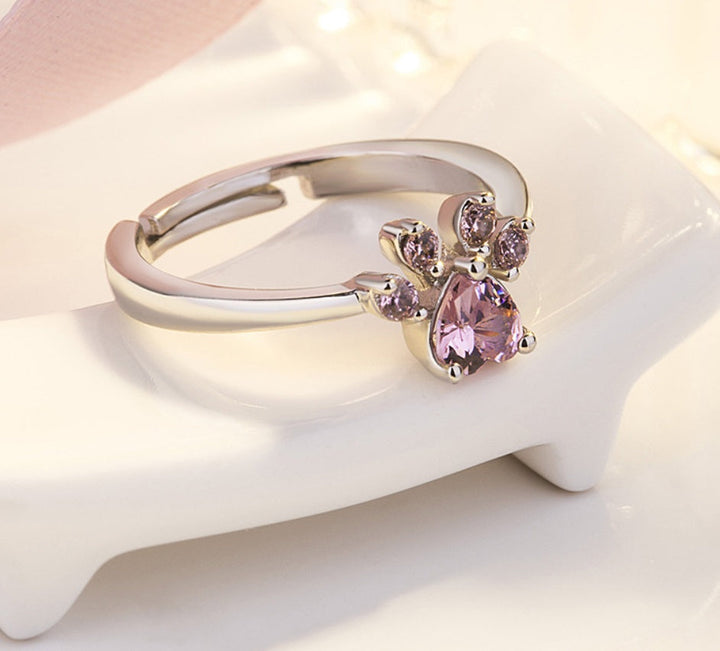 Set de Joyería para Mujeres Paw – 4 Piezas en Oro Rosa con Corazón de Circonita: Anillo, Collar, Pendientes y Pulsera