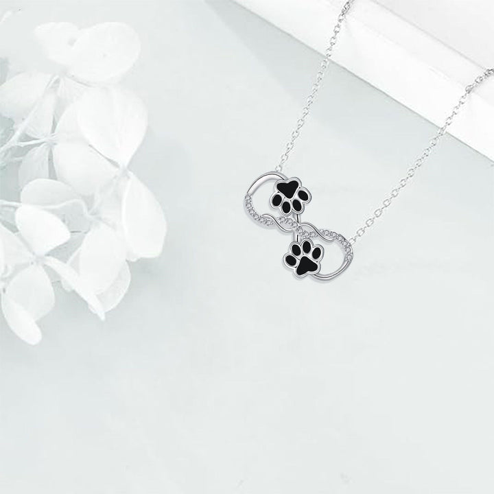 Infinito Amor - Colgante de Huella Canina con Piedras de Circonita
