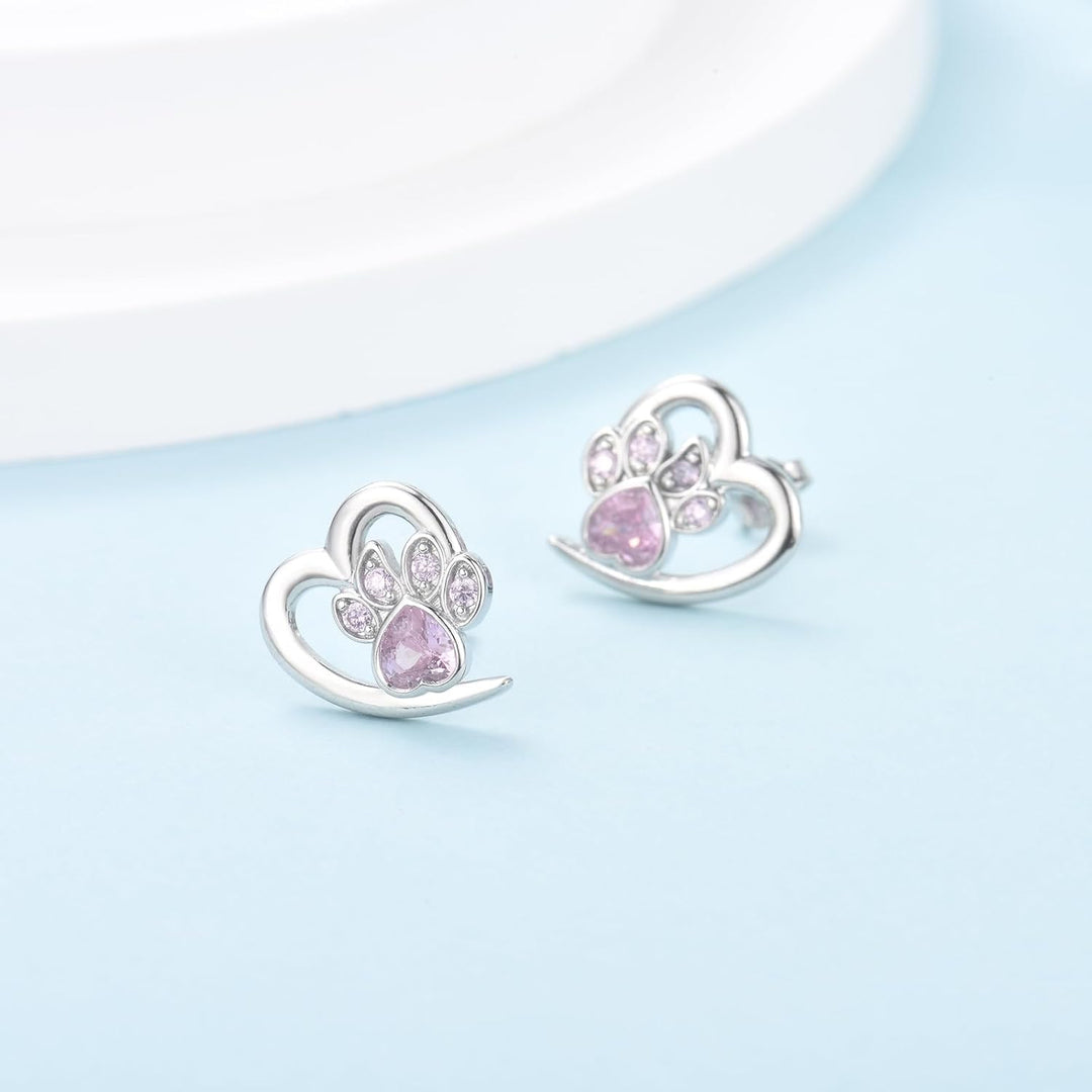 Pendientes de Aro con Diseño de Huellas y Corazón – Joyería para Amantes de Mascotas