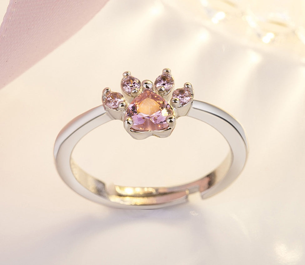 Set de Joyería para Mujeres Paw – 4 Piezas en Oro Rosa con Corazón de Circonita: Anillo, Collar, Pendientes y Pulsera