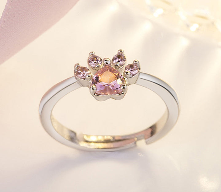 Set de Joyería para Mujeres Paw – 4 Piezas en Oro Rosa con Corazón de Circonita: Anillo, Collar, Pendientes y Pulsera