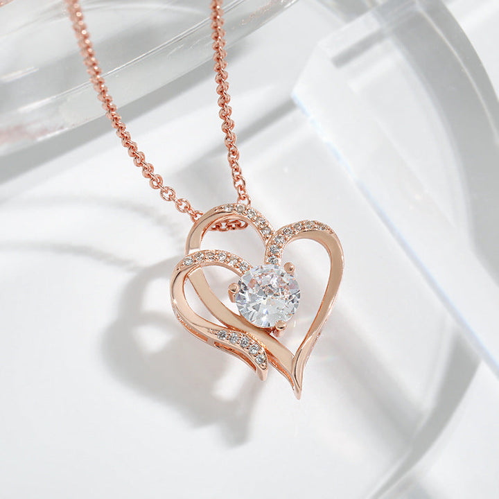 Collar Ajustable para Mujeres con Doble Corazón y Zirconia