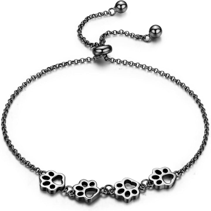 Pulsera Ajustable de Plata Esterlina con Diseño de Huella de Perro