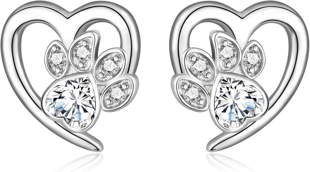 Pendientes de Aro con Diseño de Huellas y Corazón – Joyería para Amantes de Mascotas