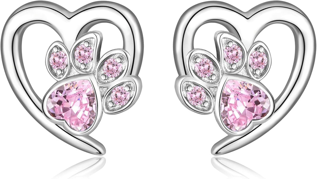 Pendientes de Aro con Diseño de Huellas y Corazón – Joyería para Amantes de Mascotas