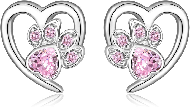 Pendientes de Aro con Diseño de Huellas y Corazón – Joyería para Amantes de Mascotas