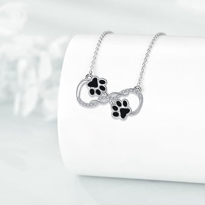 Infinito Amor - Colgante de Huella Canina con Piedras de Circonita