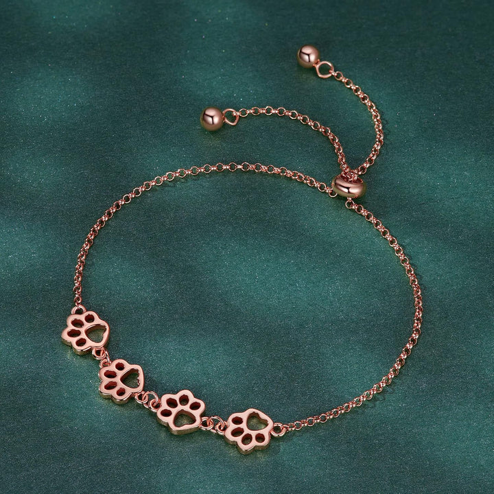 Pulsera Ajustable de Plata Esterlina con Diseño de Huella de Perro