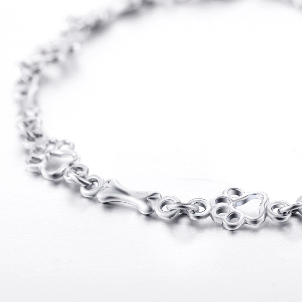 Pulsera de Plata 100% con Colgantes de Huella y Hueso