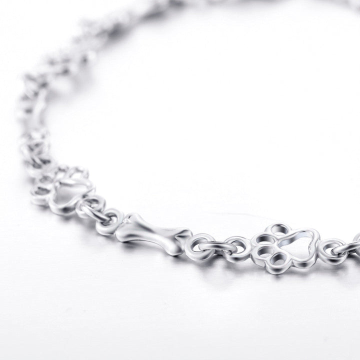 Pulsera de Plata 100% con Colgantes de Huella y Hueso
