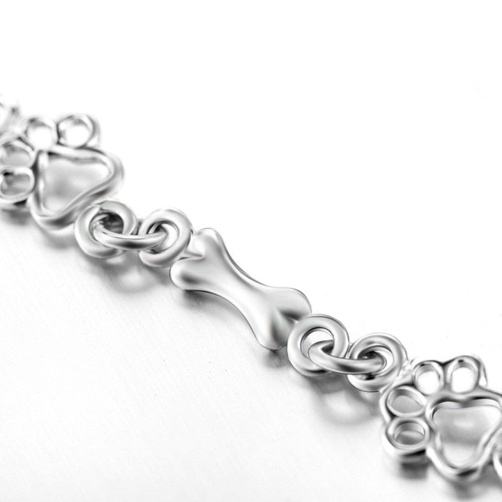 Pulsera de Plata 100% con Colgantes de Huella y Hueso
