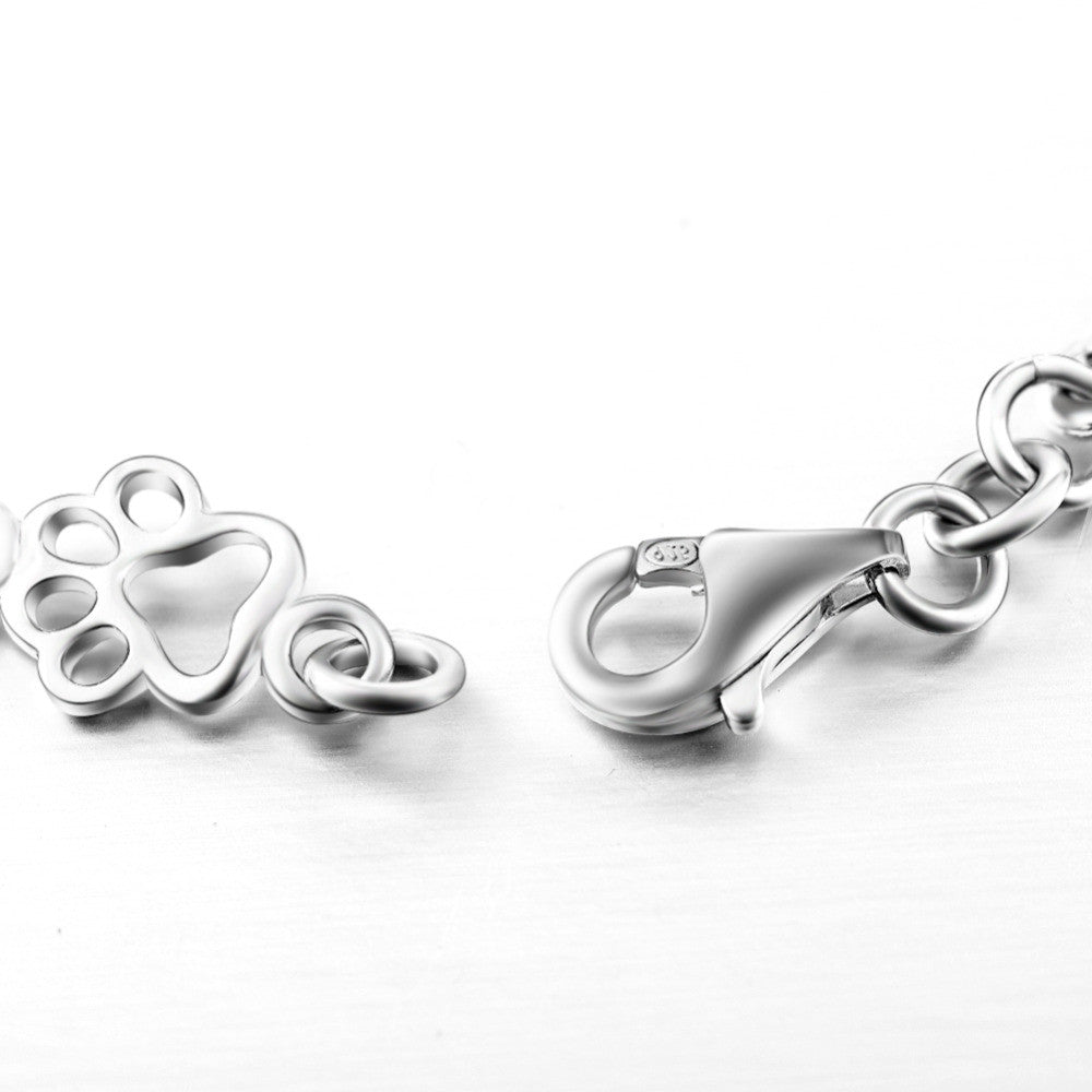 Pulsera de Plata 100% con Colgantes de Huella y Hueso