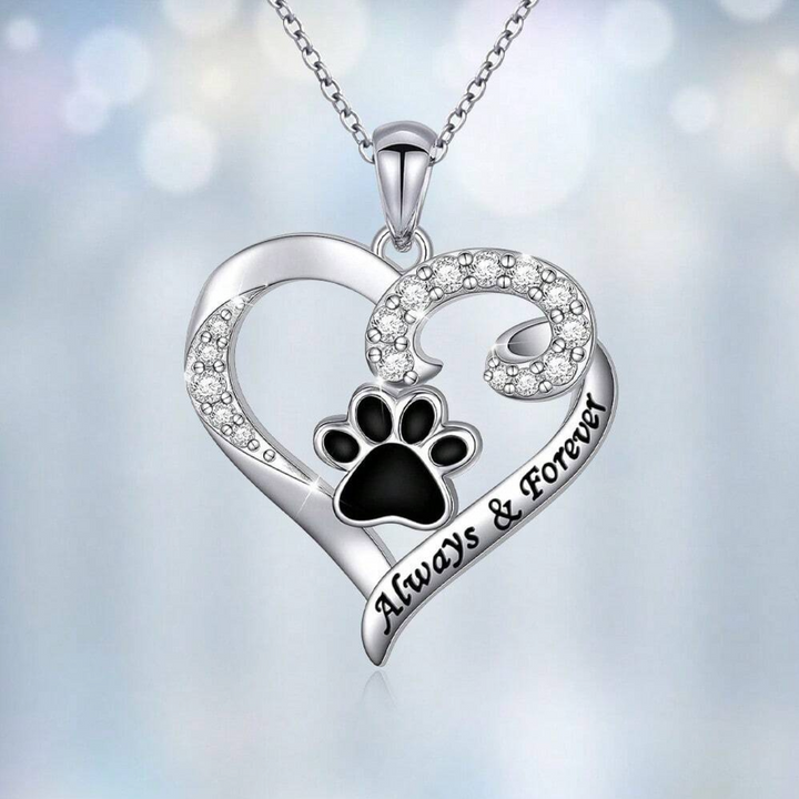 Colgante de Corazón con Huella de Perro en Acero Inoxidable Elegante