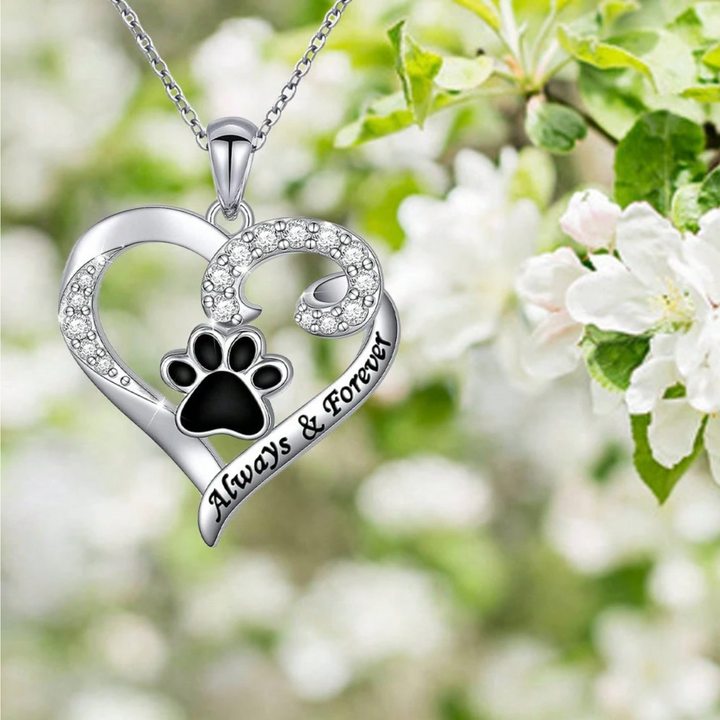 Colgante de Corazón con Huella de Perro en Acero Inoxidable Elegante