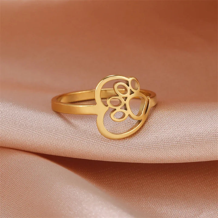 Anillo de Acero Inoxidable con Diseño de Corazón para Amantes de los Animales