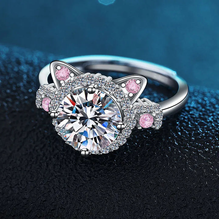 Anillo Ajustable de Gato con Circonitas – Encantador Accesorio para Mujeres