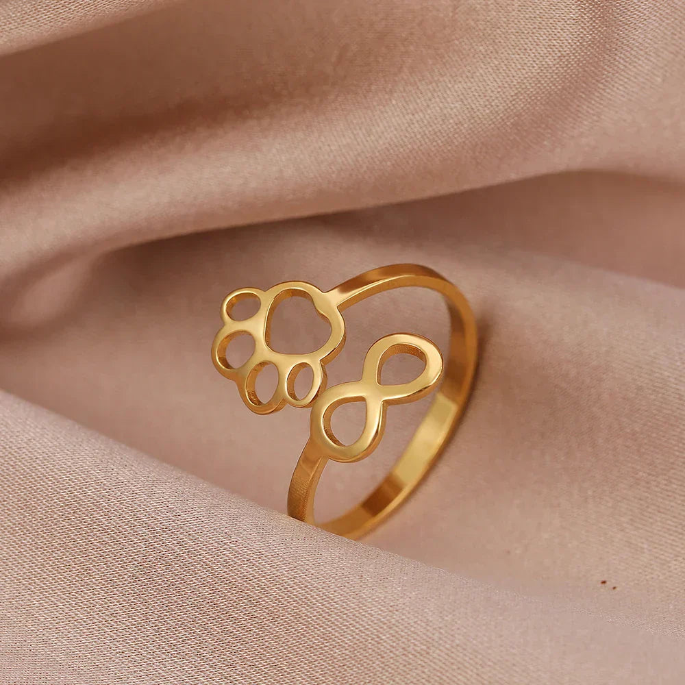 Anillo Ajustable de Infinidad en Acero Inoxidable – Joyería Simbólica para Parejas Femeninas