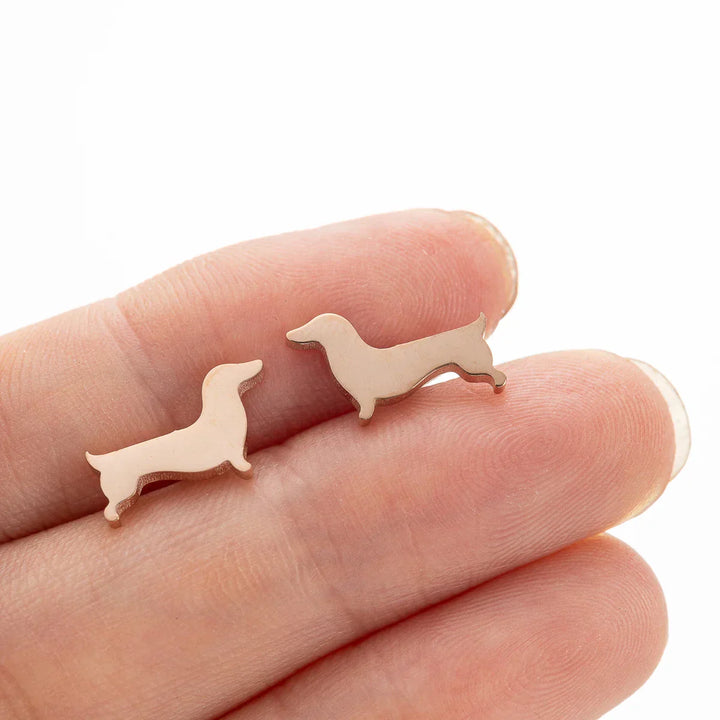 Pendientes Minimalistas de Metal en Forma de Dachshund