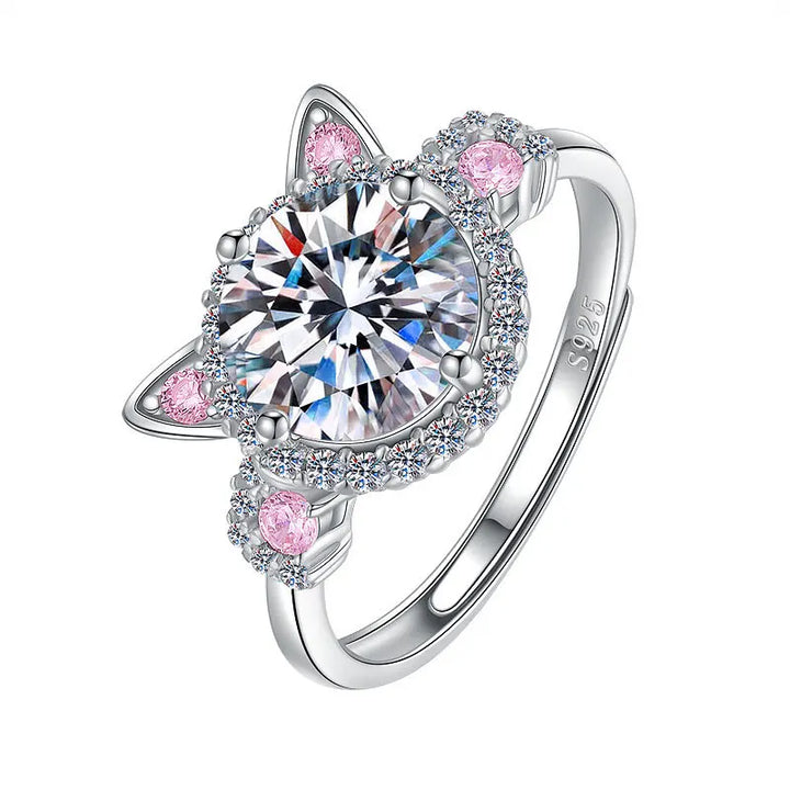 Anillo Ajustable de Gato con Circonitas – Encantador Accesorio para Mujeres