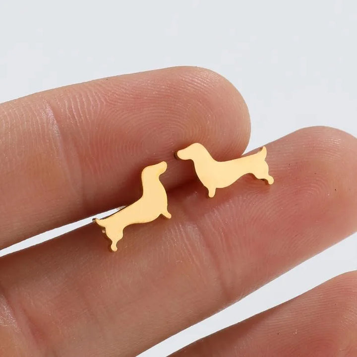 Pendientes Minimalistas de Metal en Forma de Dachshund