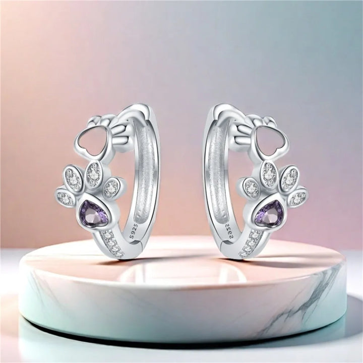 Aros de Plata de Ley 925 con Circonitas y Piedra Corazón para Mujeres