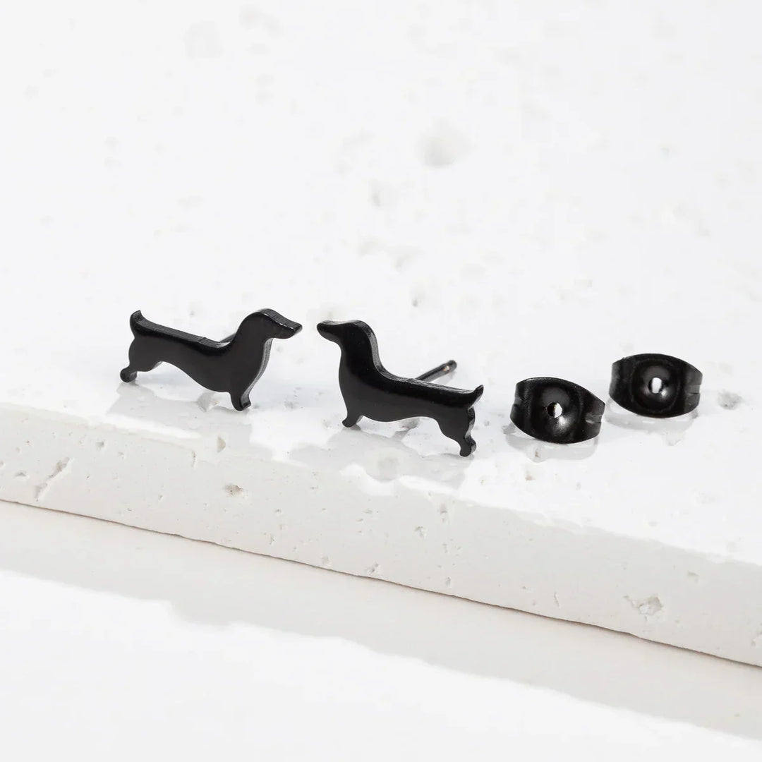 Pendientes Minimalistas de Metal en Forma de Dachshund