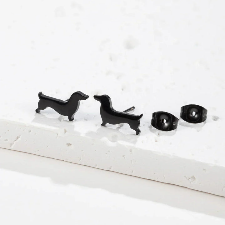 Pendientes Minimalistas de Metal en Forma de Dachshund