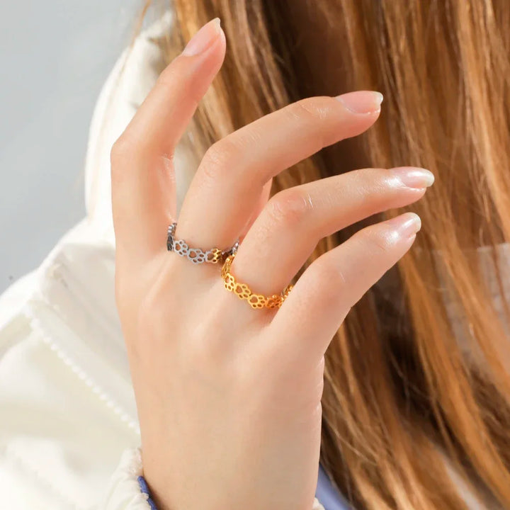 Anillo Ajustable de Pata RVS con Diseño de Animales para Mujeres