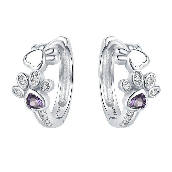 Aros de Plata de Ley 925 con Circonitas y Piedra Corazón para Mujeres