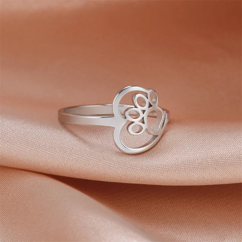 Anillo de Acero Inoxidable con Diseño de Corazón para Amantes de los Animales