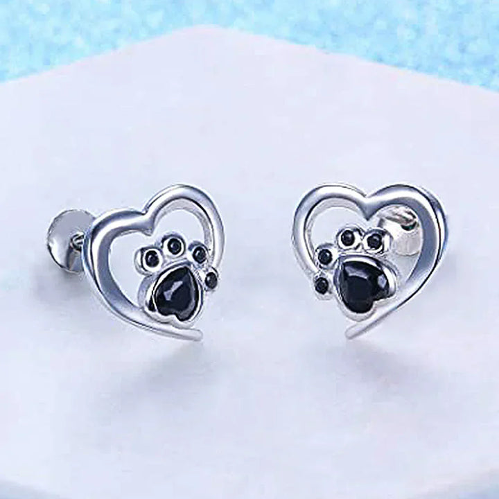 Pendientes de Stud en Forma de Corazón Hart – Pendientes Plateados con Cristal Negro