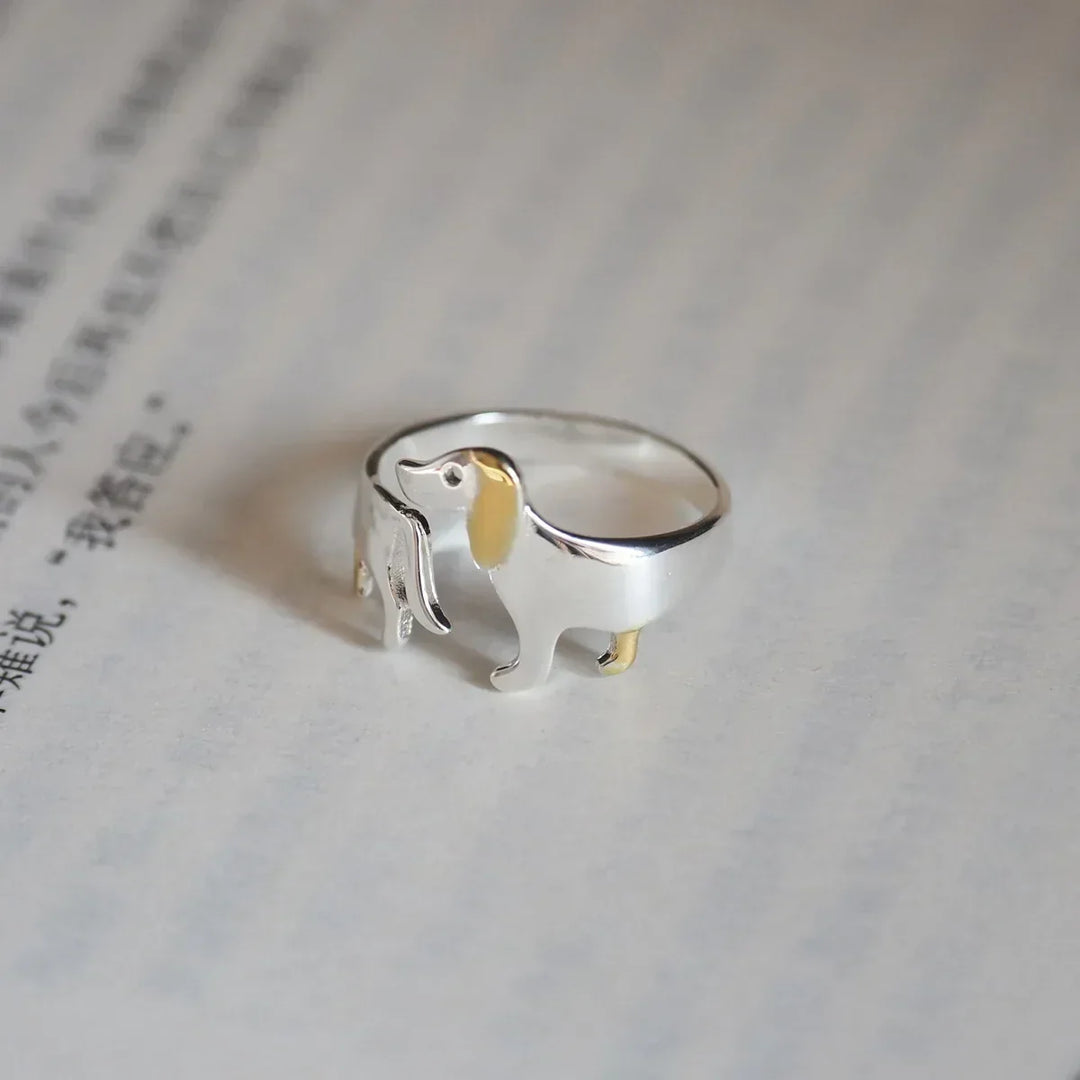 Anillo Ajustable de Teckel – Joyería Artesanal para Mujeres