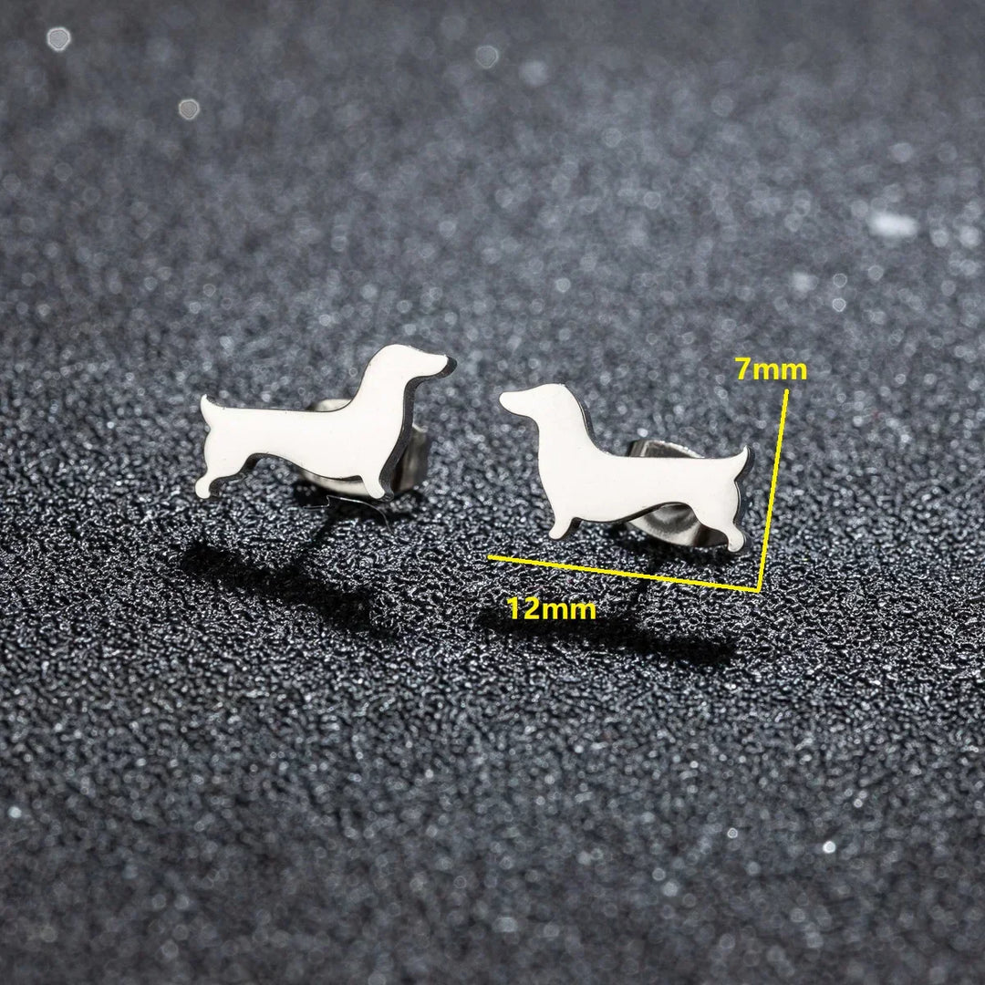 Pendientes Minimalistas de Metal en Forma de Dachshund