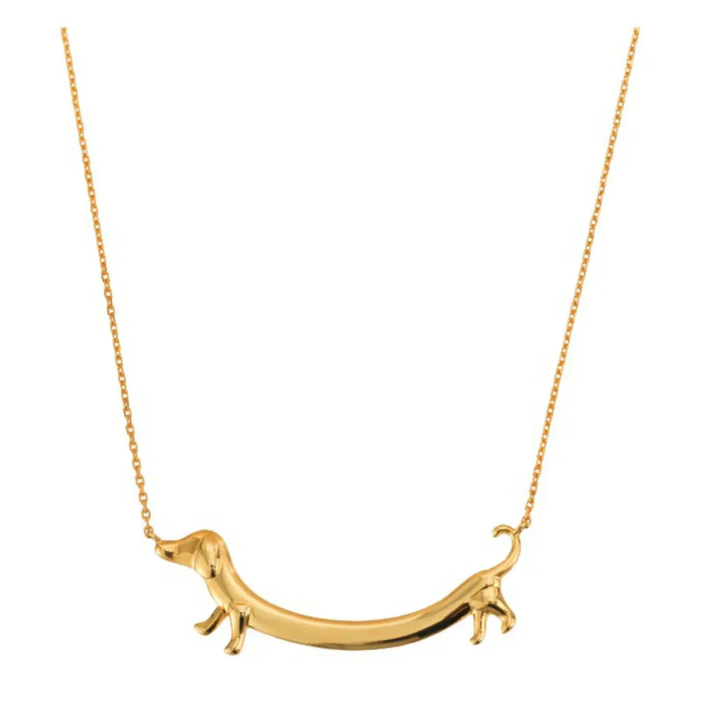 Collar Refinado Dorado para Damas con Diseño de Teckel