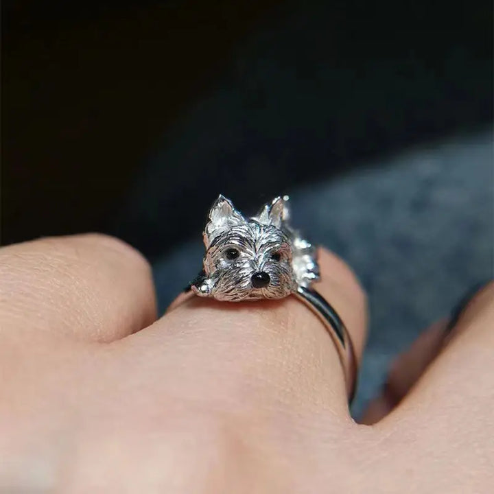 Anillo Retro Abierto con Diseño de Perro – Anillo Ajustable para Mujeres