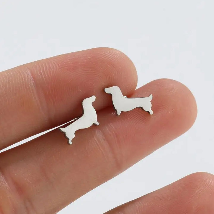 Pendientes Minimalistas de Metal en Forma de Dachshund