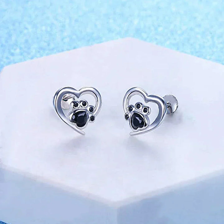 Pendientes de Stud en Forma de Corazón Hart – Pendientes Plateados con Cristal Negro