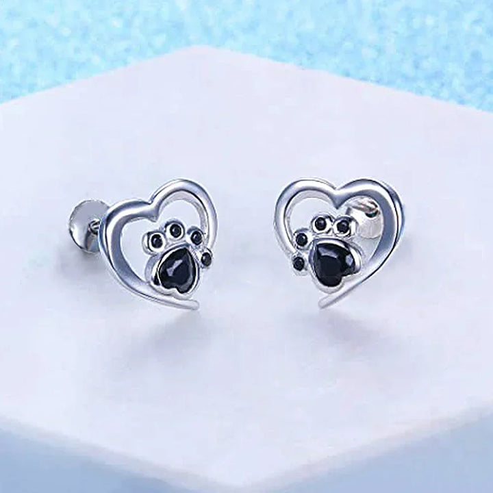 Pendientes de Stud en Forma de Corazón Hart – Pendientes Plateados con Cristal Negro