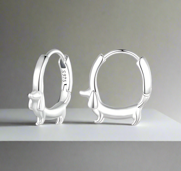 Pendientes de Perro Salchicha en Plata 925