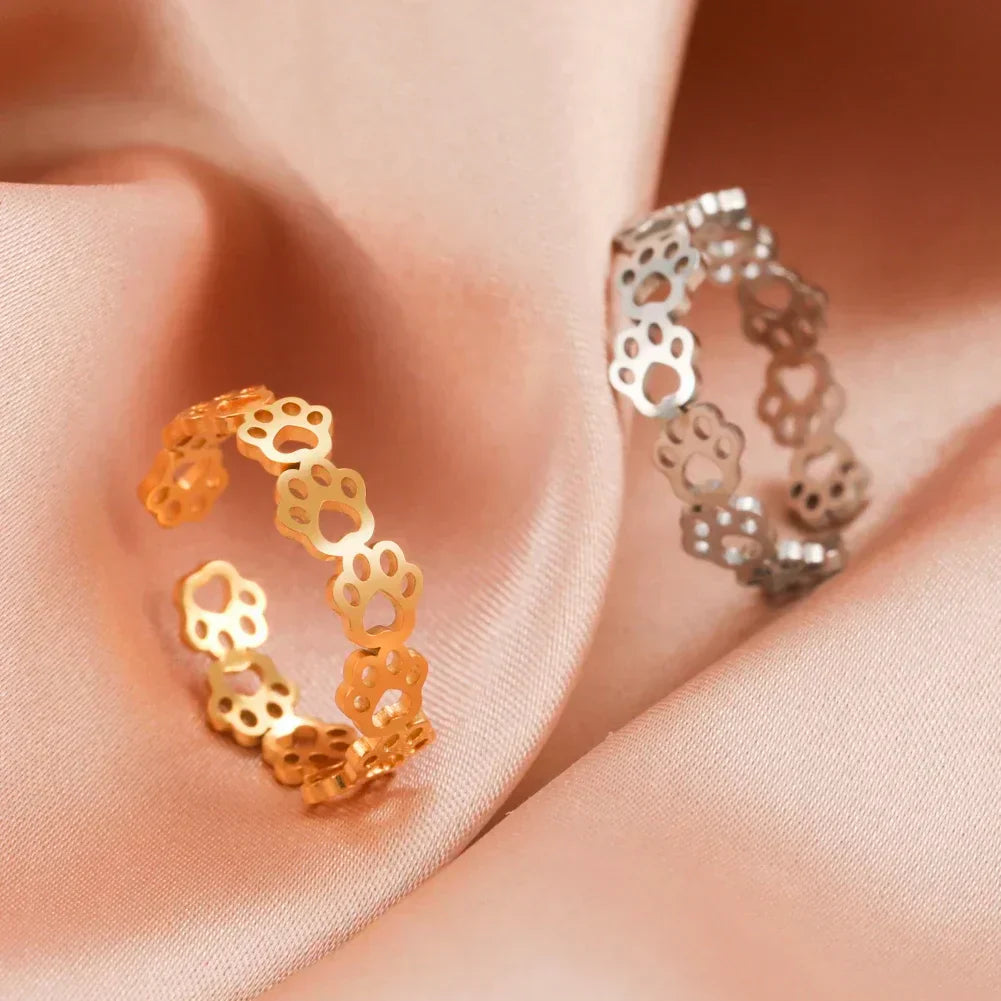 Anillo Ajustable de Pata RVS con Diseño de Animales para Mujeres