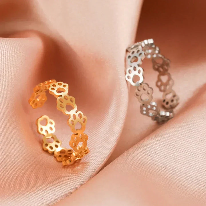 Anillo Ajustable de Pata RVS con Diseño de Animales para Mujeres