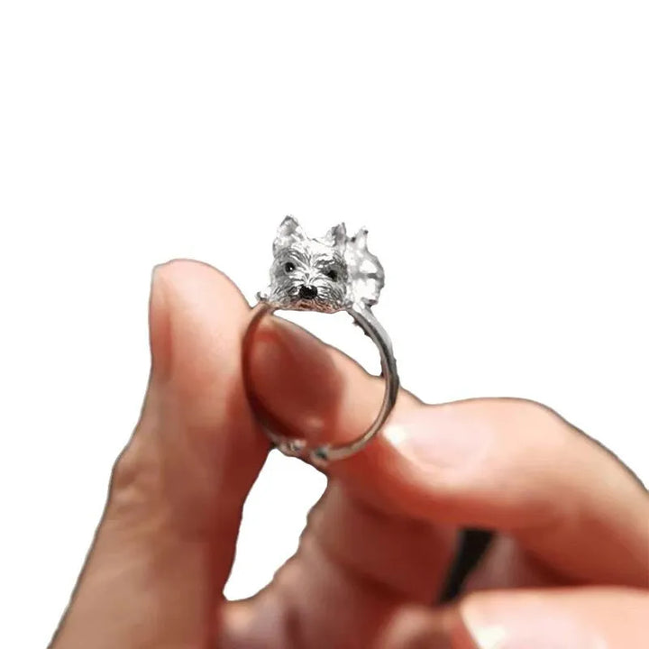 Anillo Retro Abierto con Diseño de Perro – Anillo Ajustable para Mujeres