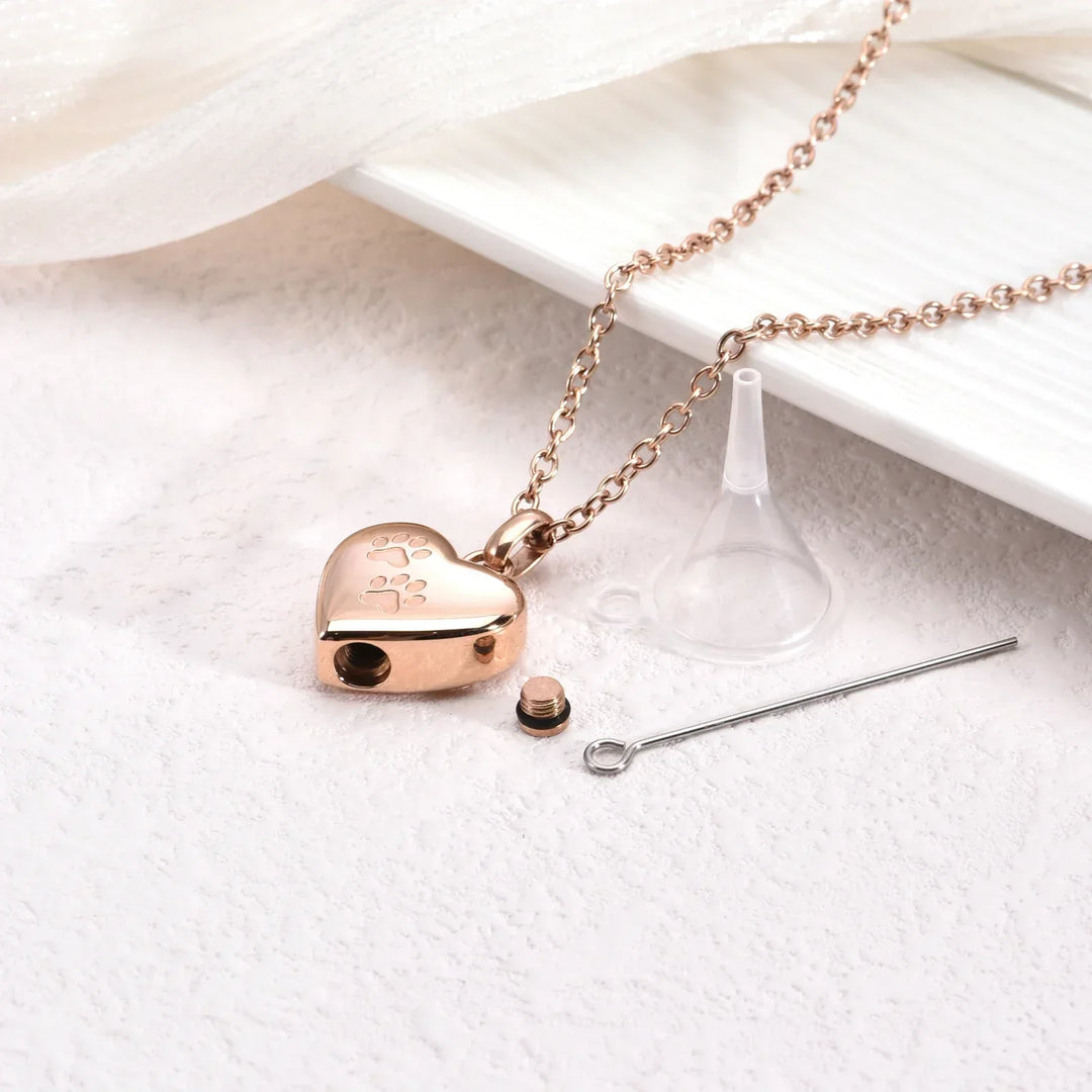 Collar de Recuerdo con Colgante en Forma de Corazón – Urna de Acero Inoxidable