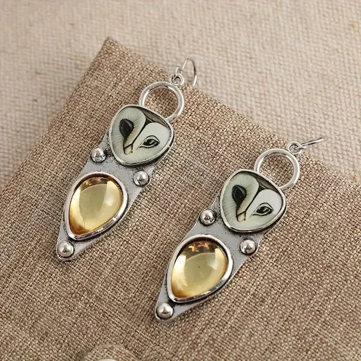 Pendientes de Búho con Piedra Champagne