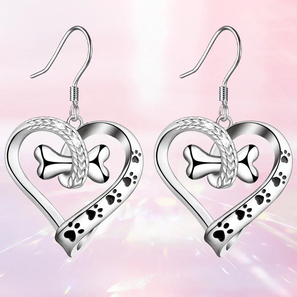 Set de 2 Piezas de Joyas: Huella, Corazón y Hueso