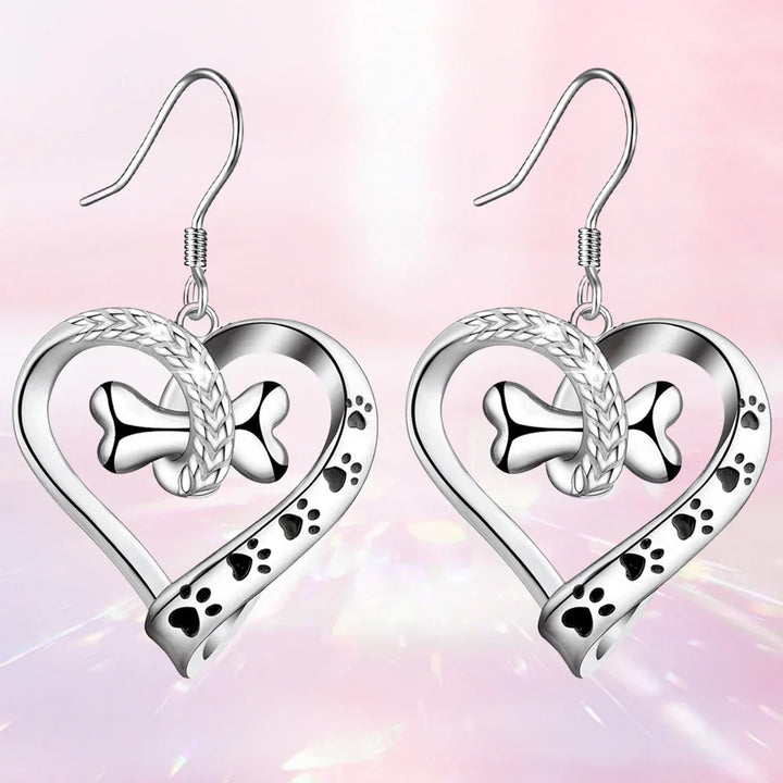 Set de 2 Piezas de Joyas: Huella, Corazón y Hueso